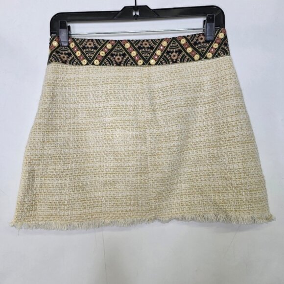 Zara Dresses & Skirts - Zara Tweed tribal accent raw hem mini Skirt